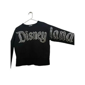 Disney Disneyland Black Spirit Jersey Crop Top Sweater Size XS